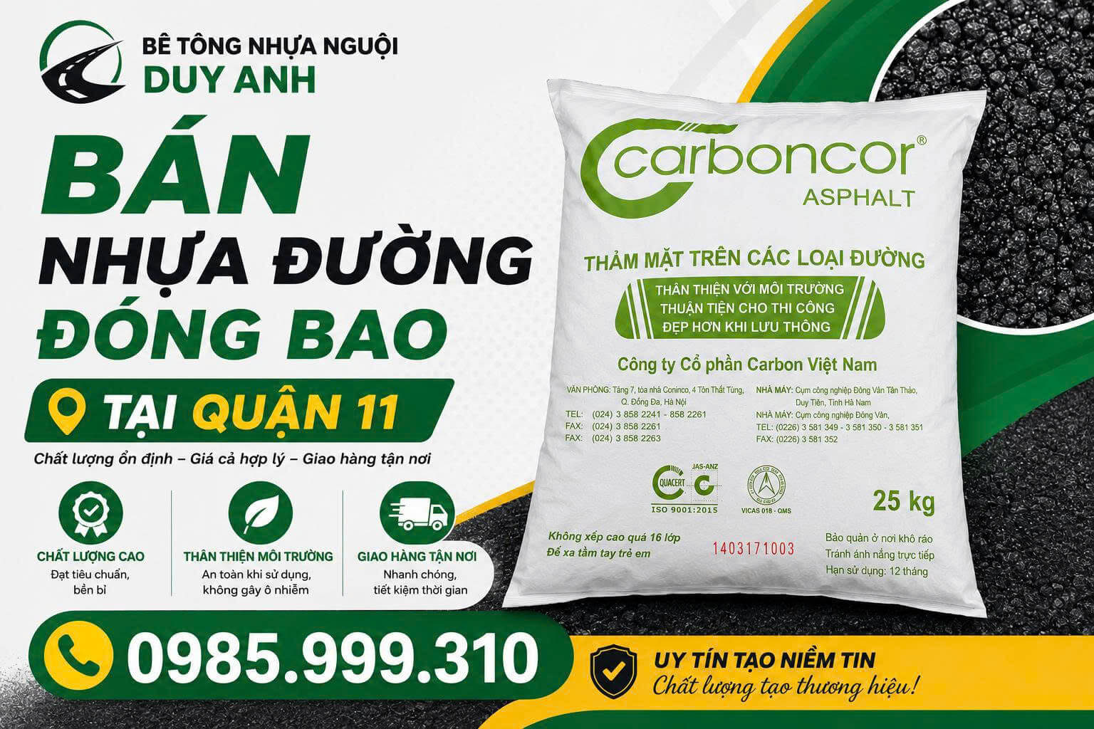 Bán Nhựa Đường Đóng Bao Quận 11