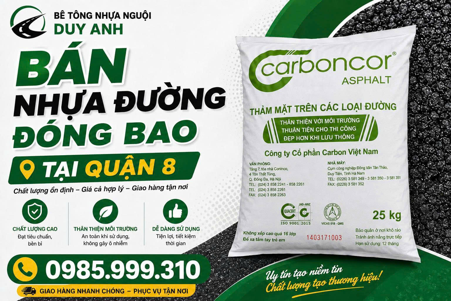 Bán Nhựa Đường Đóng Bao Quận 8