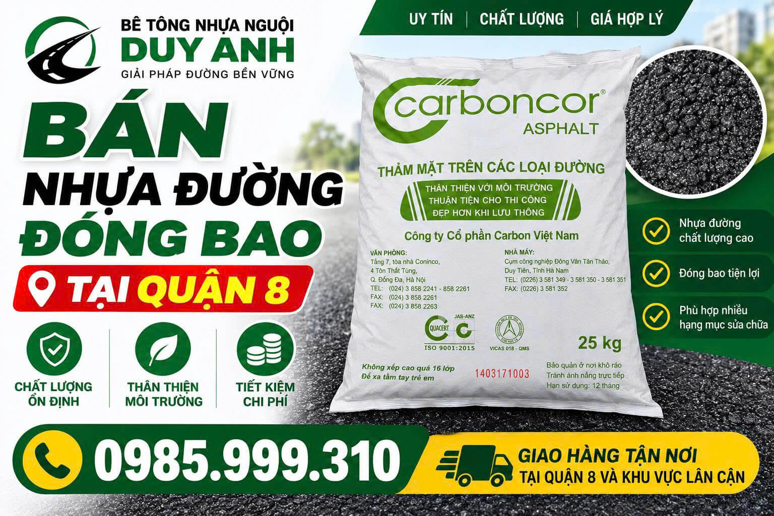 Bán Nhựa Đường Đóng Bao Tại Quận 8