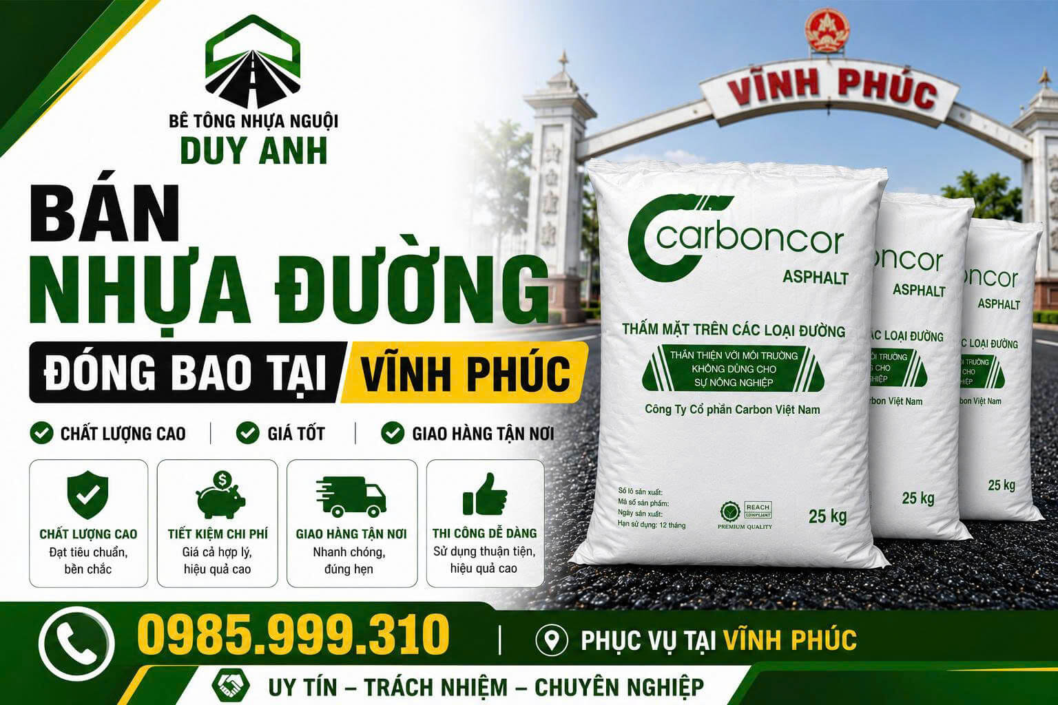Bán Nhựa Đường Đóng Bao Vĩnh Phúc