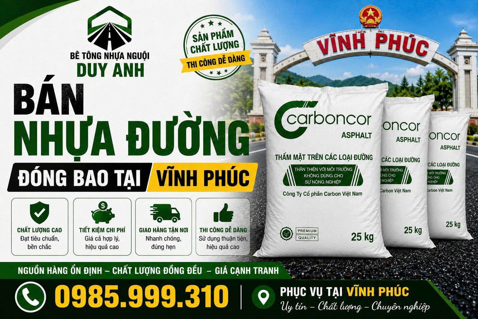 Bán Nhựa Đường Đóng Bao ở Vĩnh Phúc