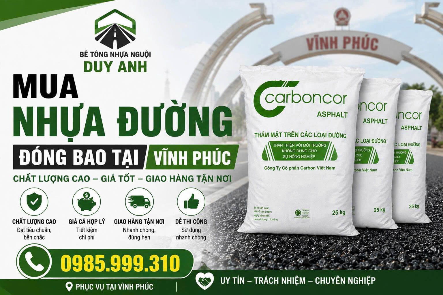 Mua Nhựa Đường Đóng Bao Tại Vĩnh Phúc