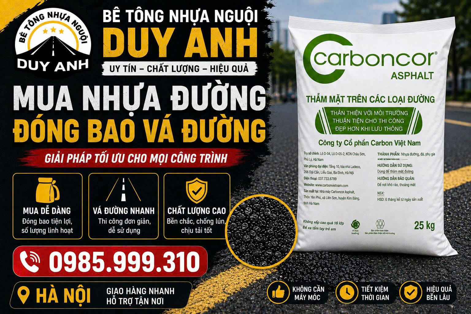 Mua Nhựa Đường Đóng Bao Vá Đường Hà Nội