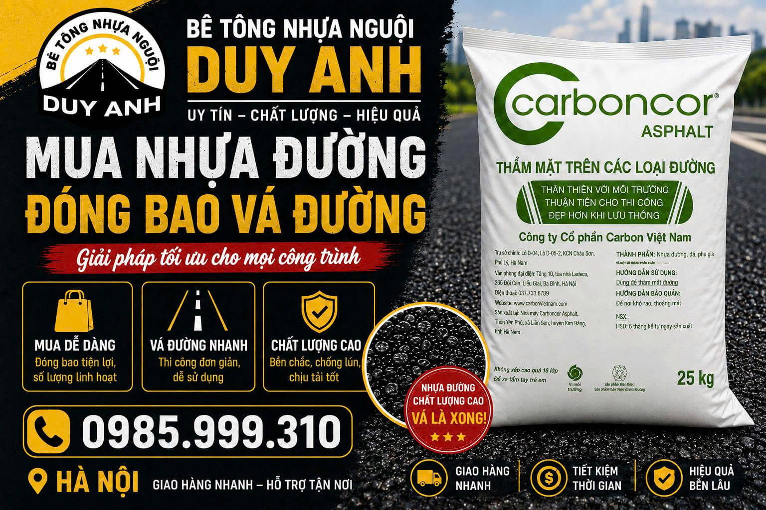 Mua Nhựa Đường Đóng Bao Vá Đường Tại Hà Nội
