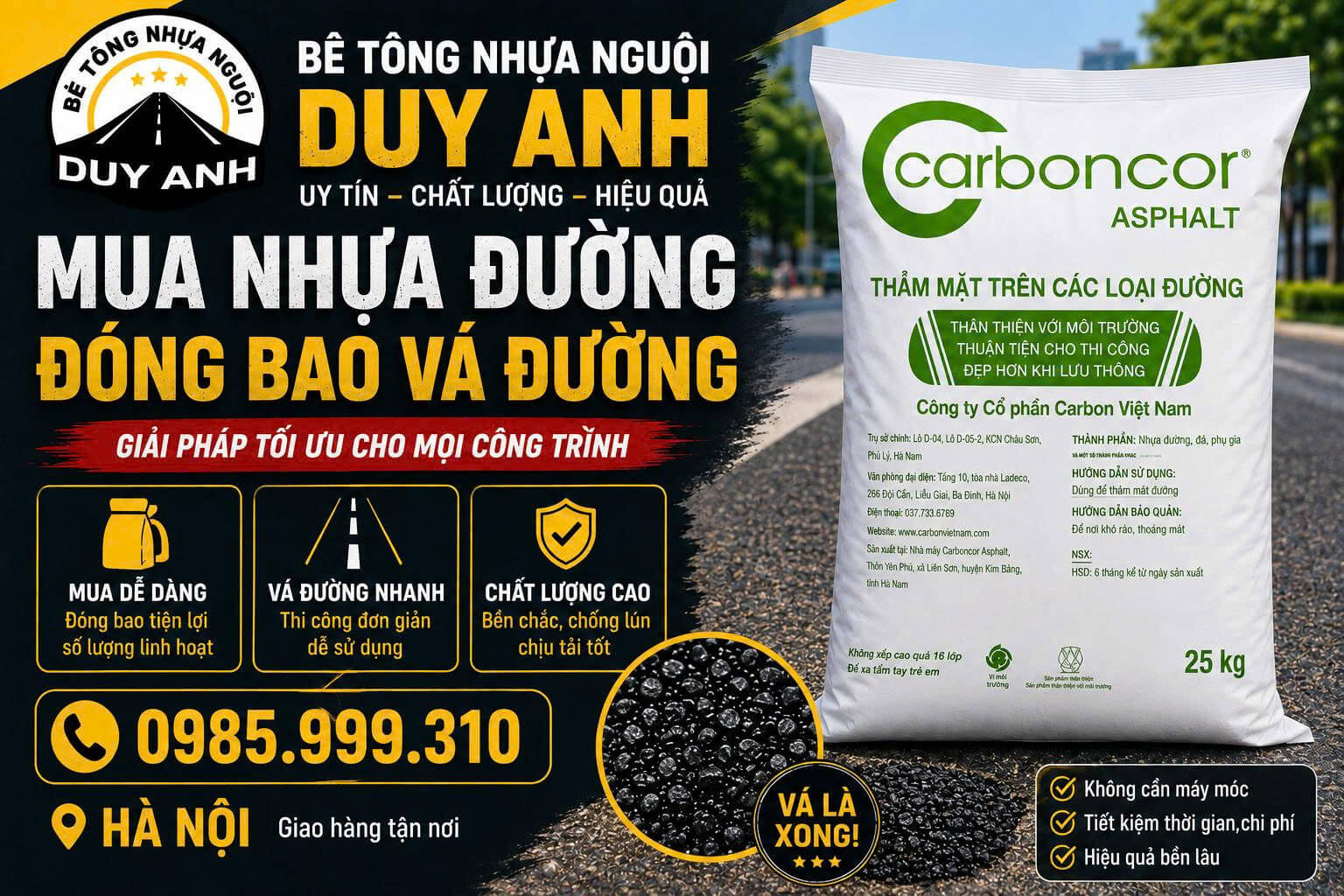 Mua Nhựa Đường Đóng Bao Vá Đường ở Hà Nội