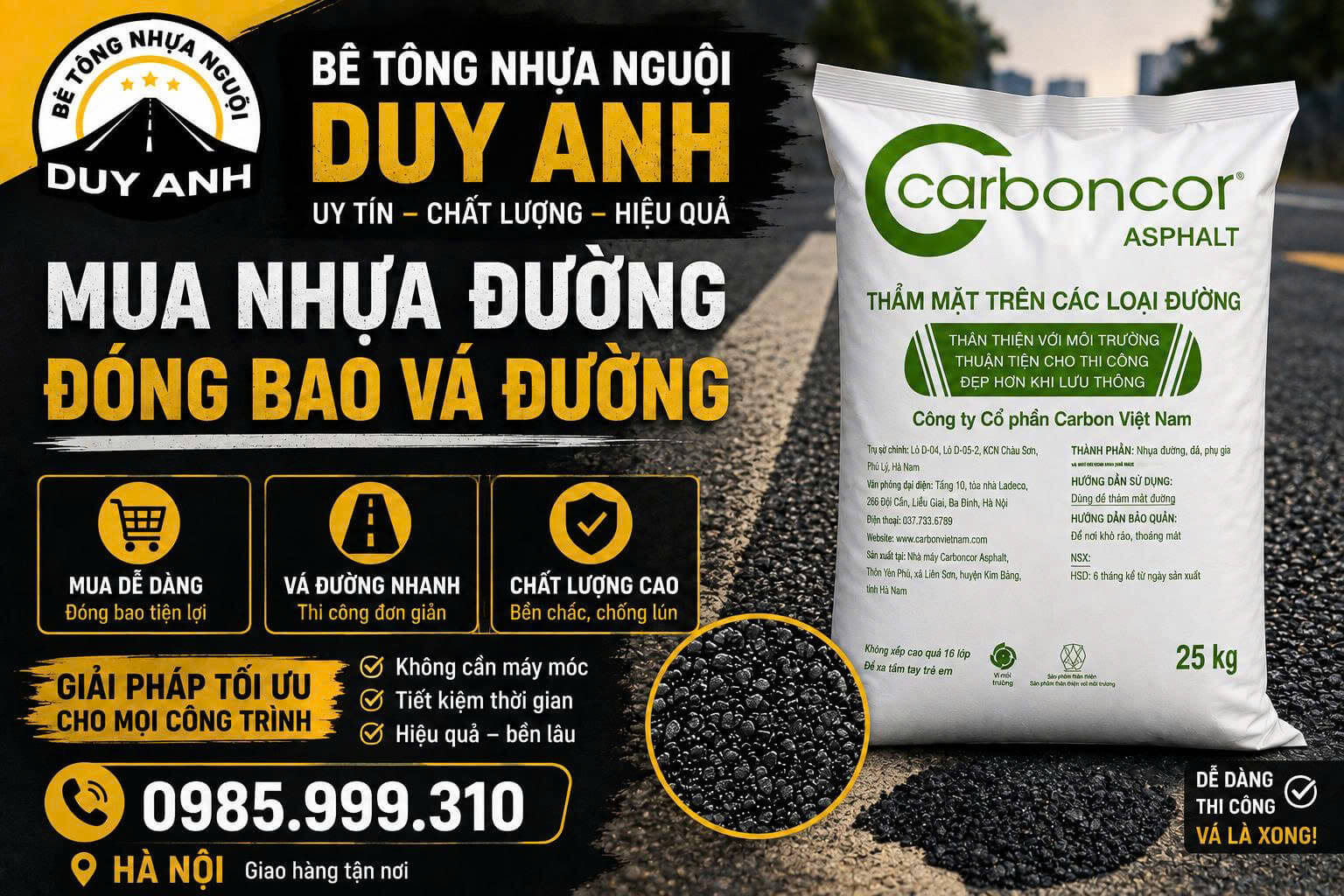 Mua Nhựa Đường Đóng Bao Vá Đường ở tại Hà Nội