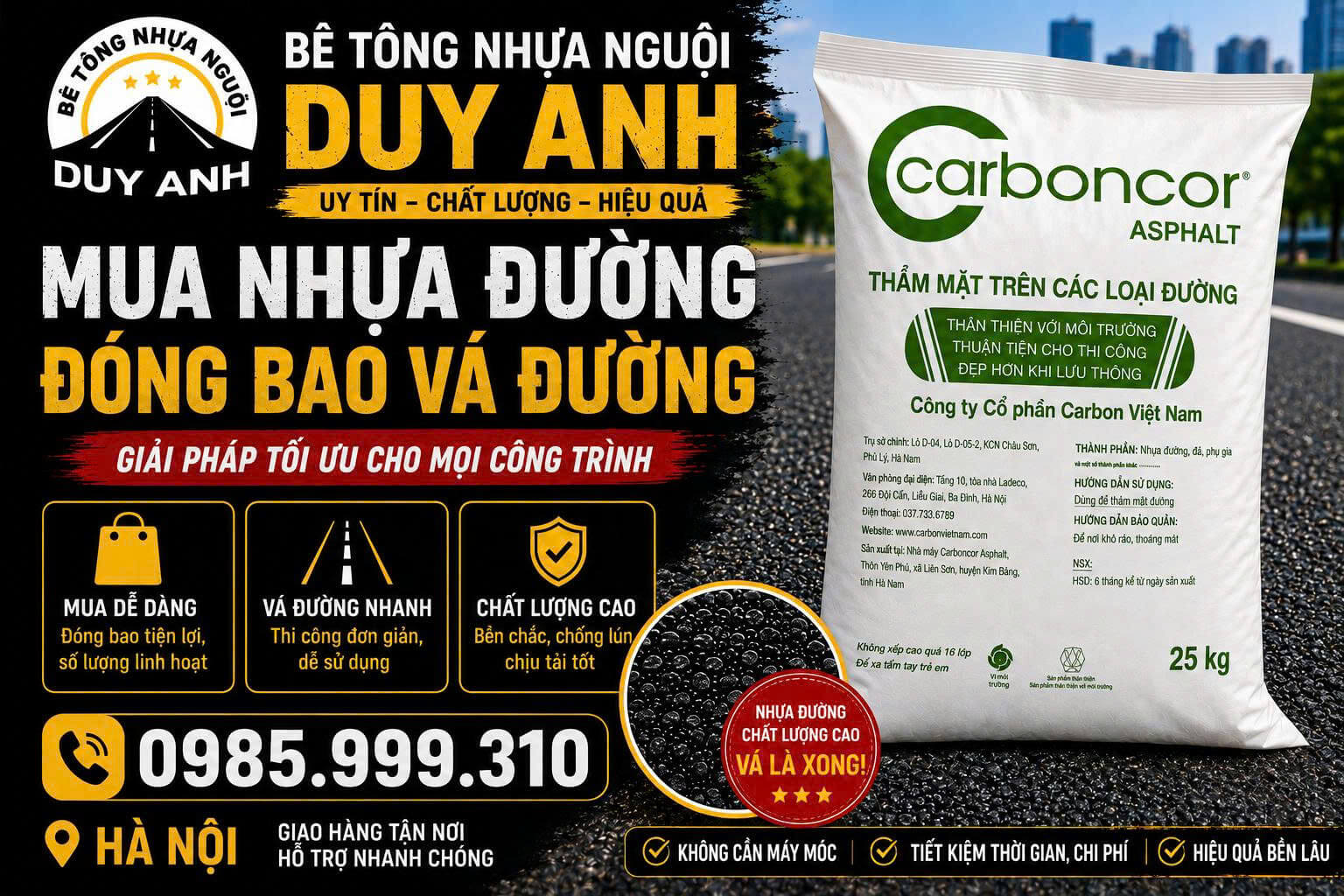 Mua Nhựa Đường Đóng Bao Vá Đường