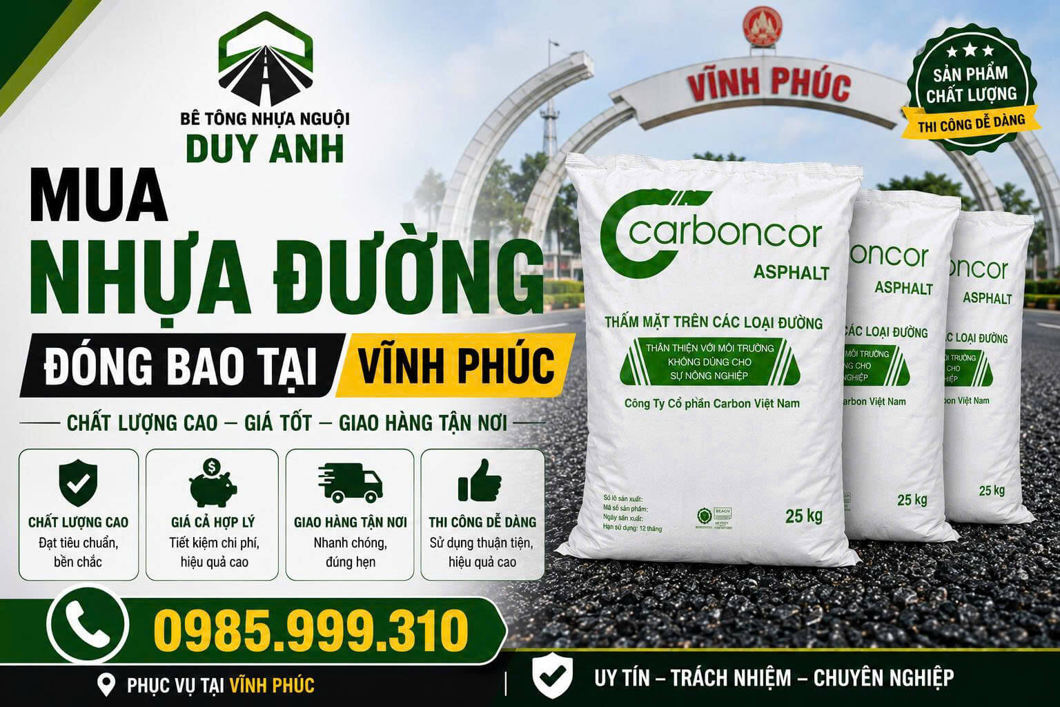 Mua Nhựa Đường Đóng Bao Vĩnh Phúc