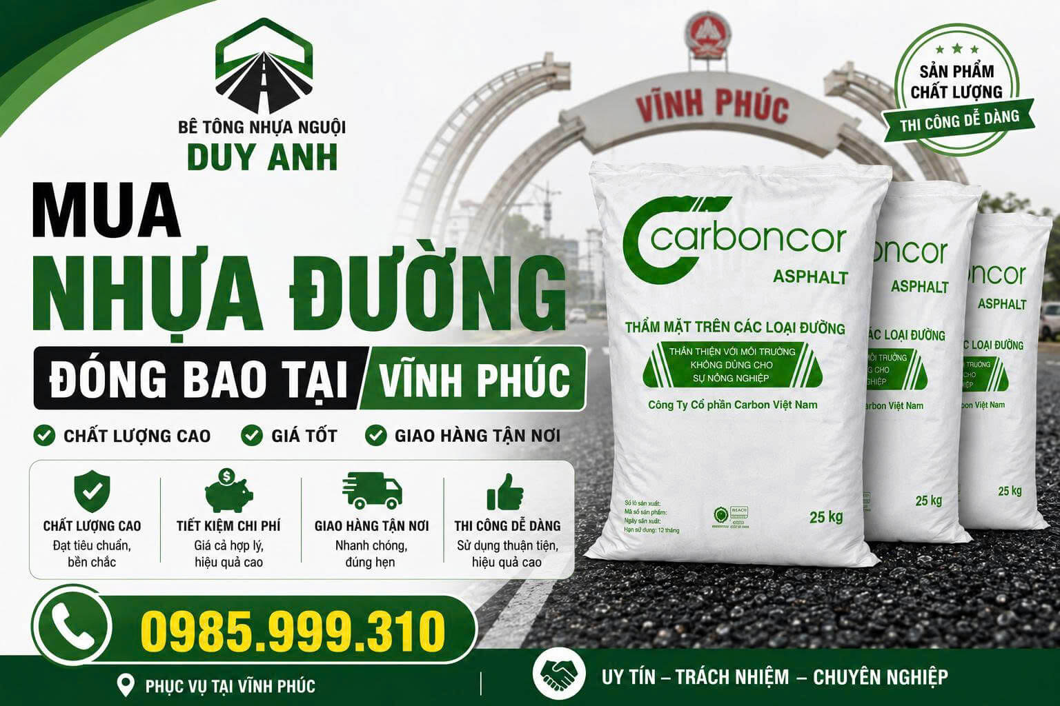 Mua Nhựa Đường Đóng Bao ở Vĩnh Phúc