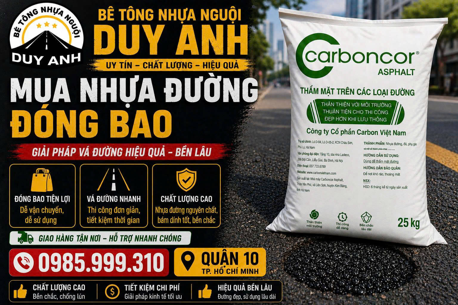 Mua Nhựa Đường Đóng Bao ở tại Quận 10