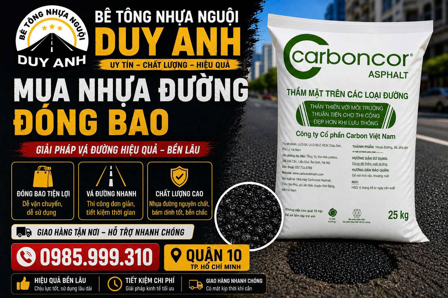 Mua Nhựa Đường Đóng Bao tại Quận 10