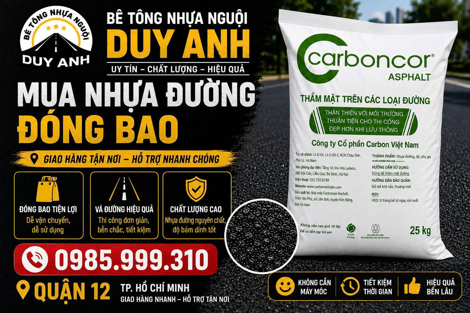 Mua Nhựa Đường Đóng Bao tại Quận 12
