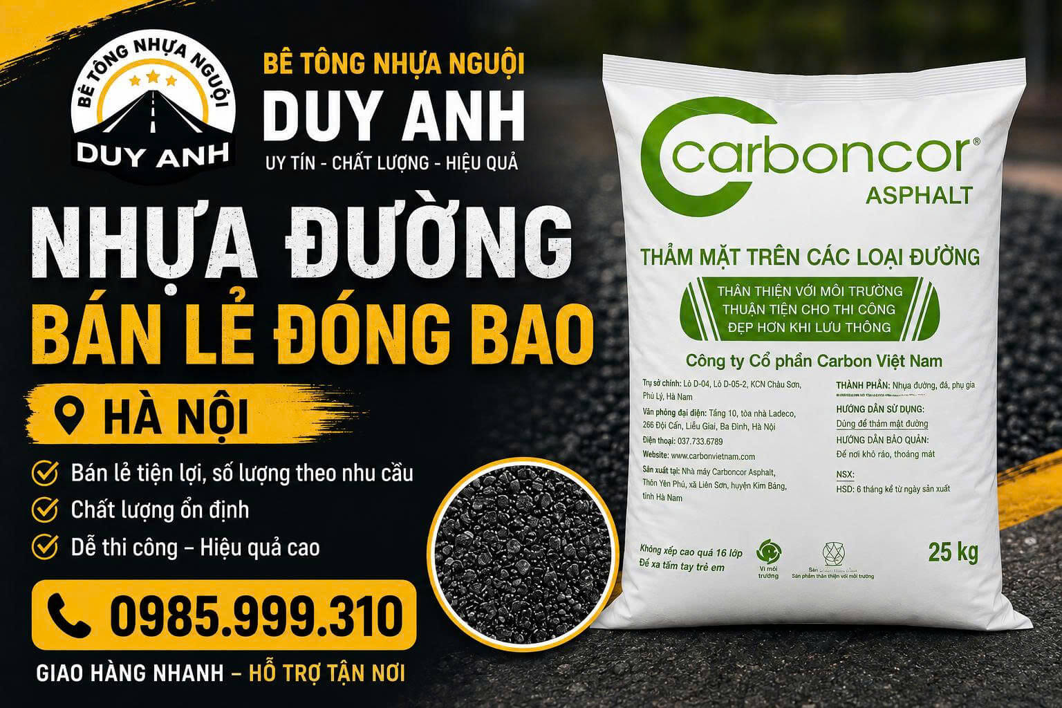 Nhựa Đường Bán Lẻ Đóng Bao Hà Nội