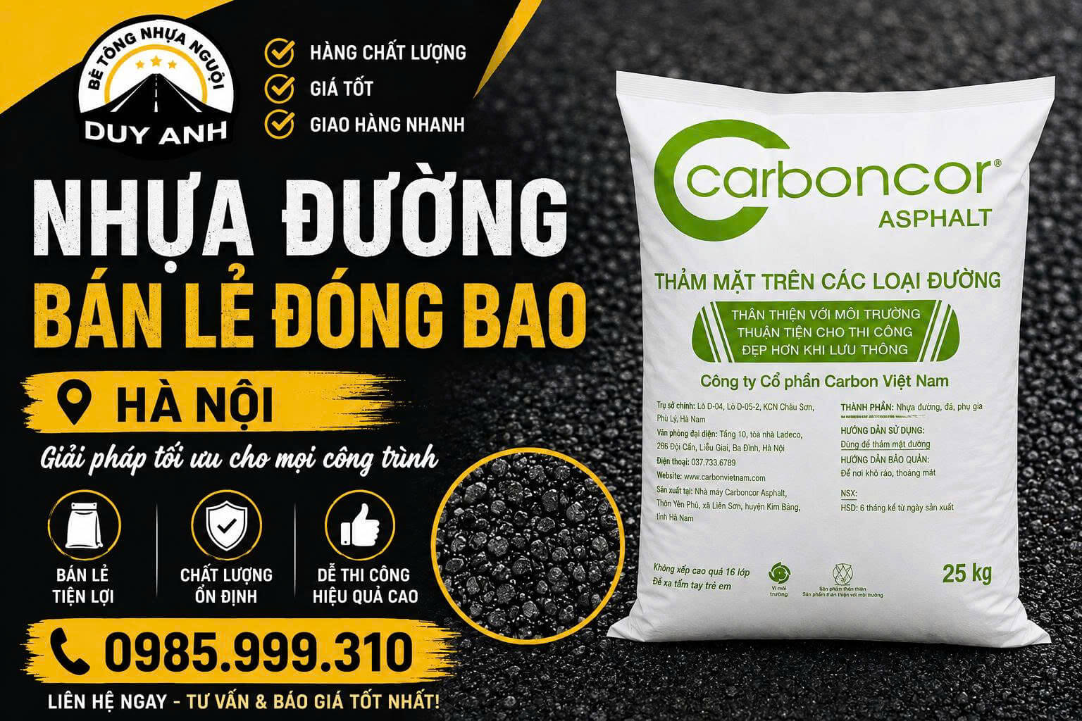 Nhựa Đường Bán Lẻ Đóng Bao Tại Hà Nội
