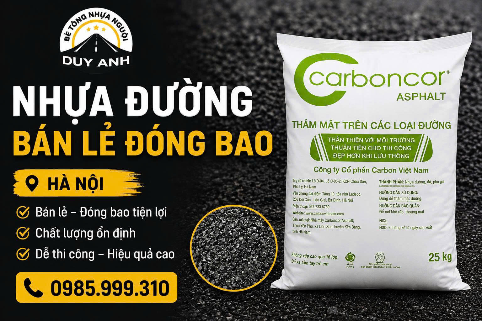 Nhựa Đường Bán Lẻ Đóng Bao ở Hà Nội