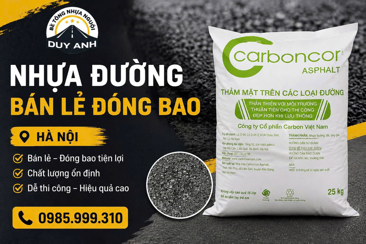 Nhựa Đường Bán Lẻ Đóng Bao
