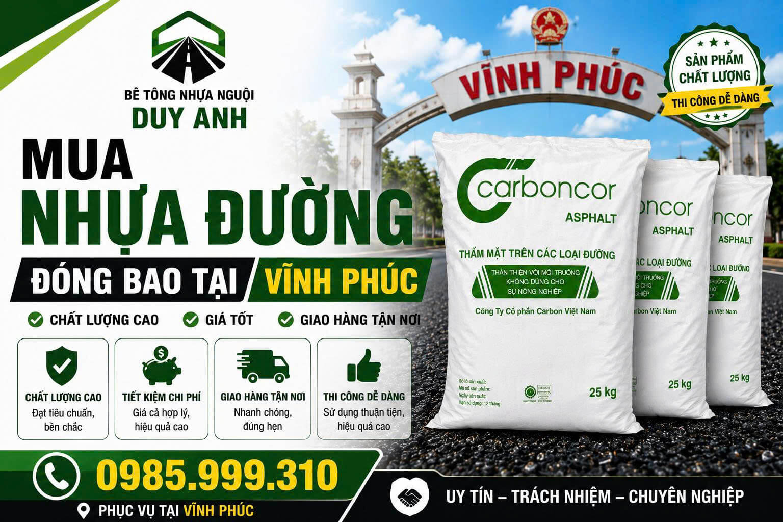 Nhựa Đường Đóng Bao Tại Vĩnh Phúc