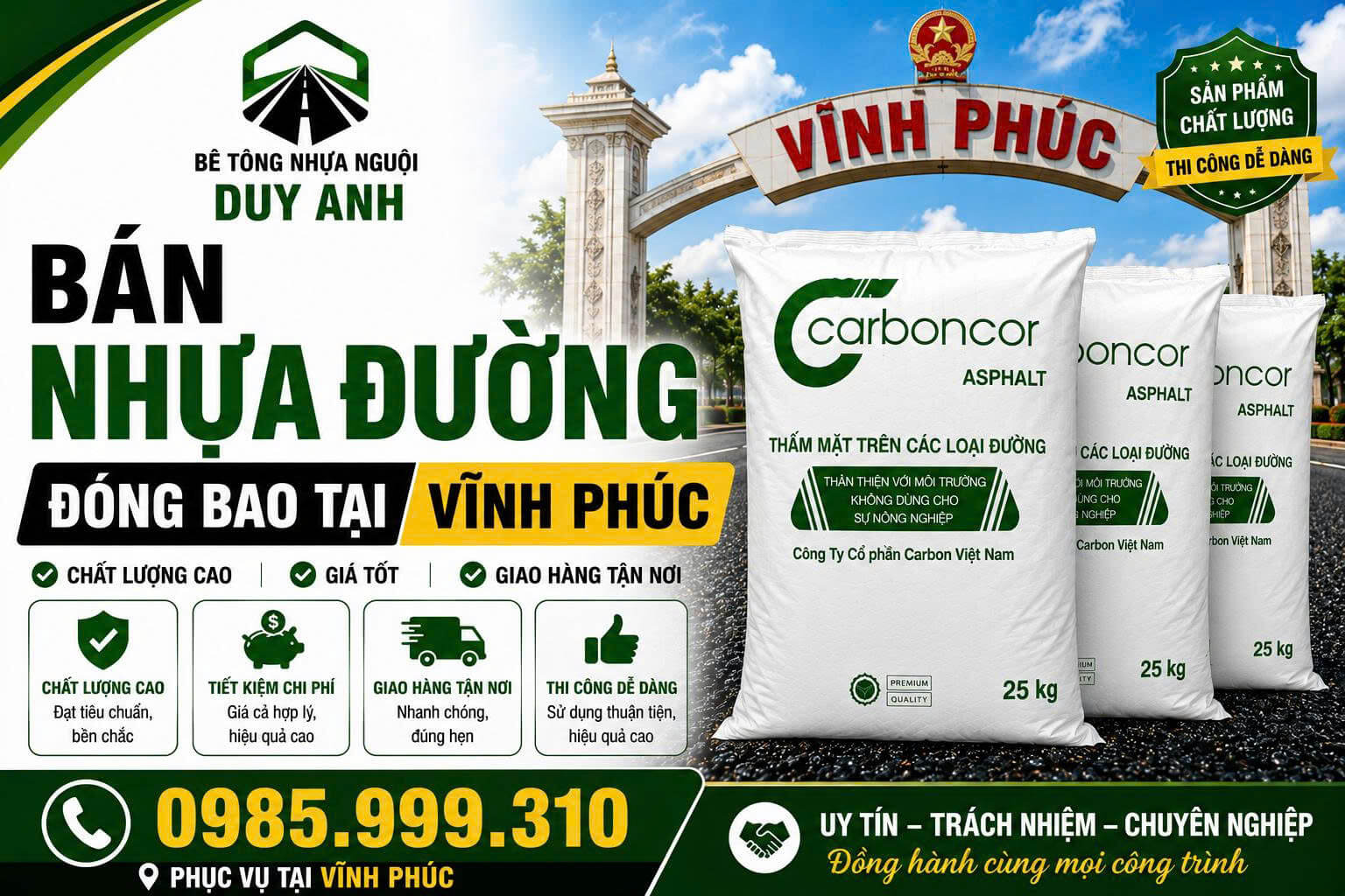 Nhựa Đường Đóng Bao Vĩnh Phúc