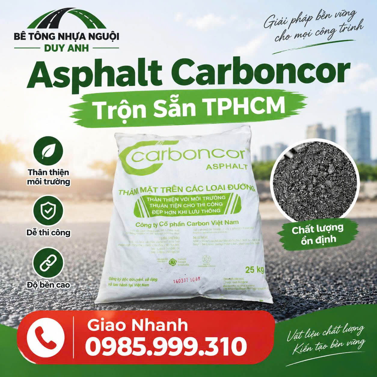 Asphalt Carboncor Trộn Sẵn TPHCM