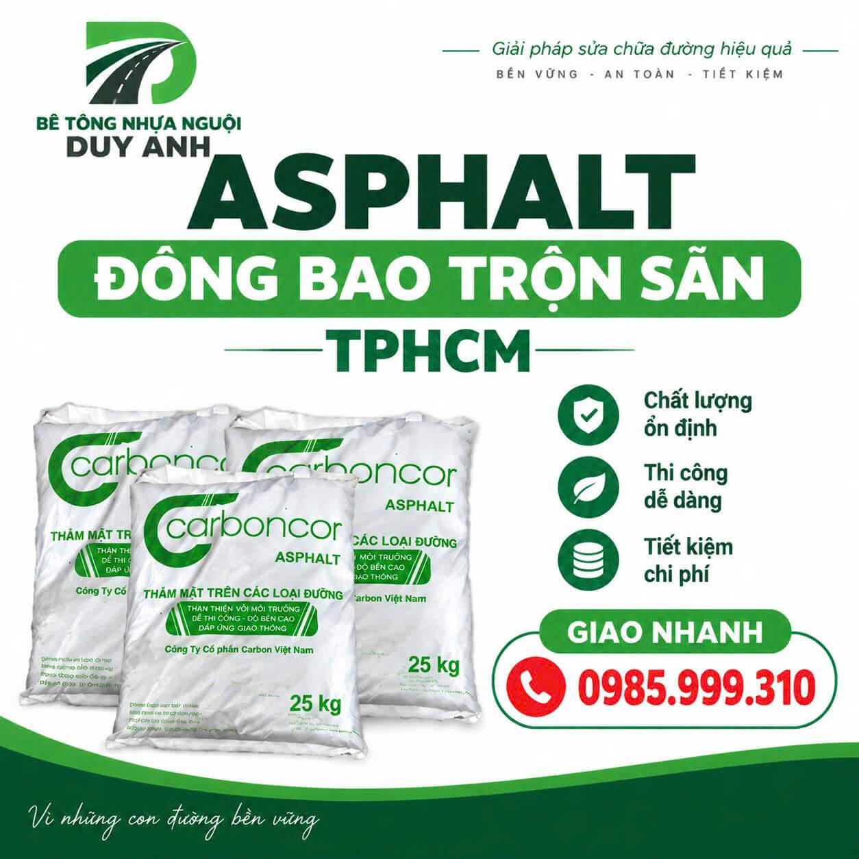 Asphalt Đóng Bao Trộn Sẵn Tại TPHCM