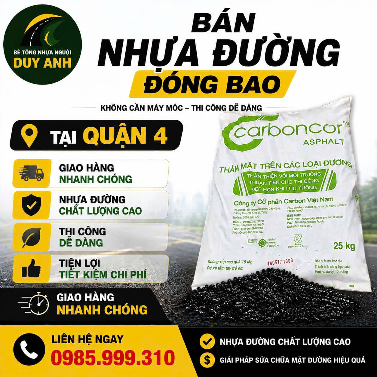 Bán Nhựa Đường Đóng Bao Quận 4