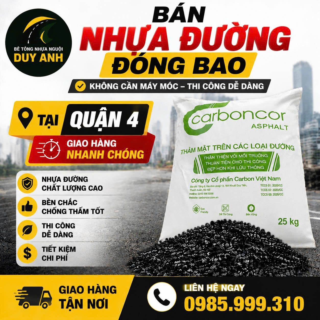 Bán Nhựa Đường Đóng Bao ở Quận 4