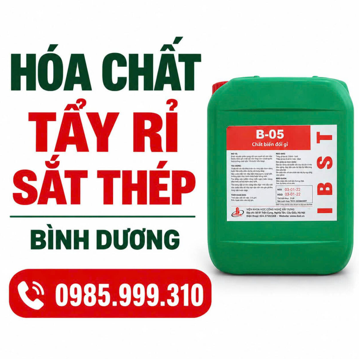 Hóa Chất Tẩy Rỉ Sắt Thép