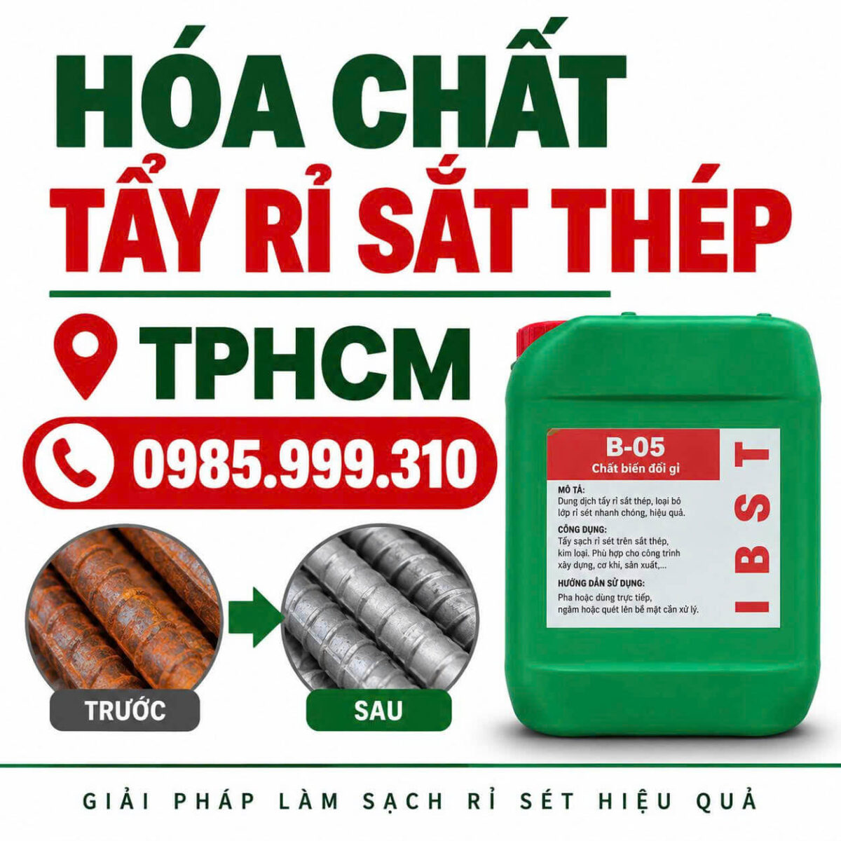 Hóa Chất Tẩy Rỉ Sắt Thép