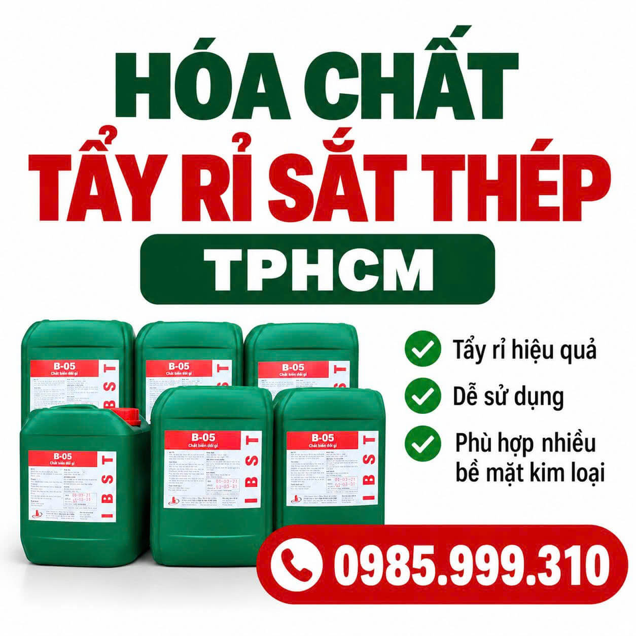 Hóa Chất Tẩy Rỉ Sắt Thép TPHCM