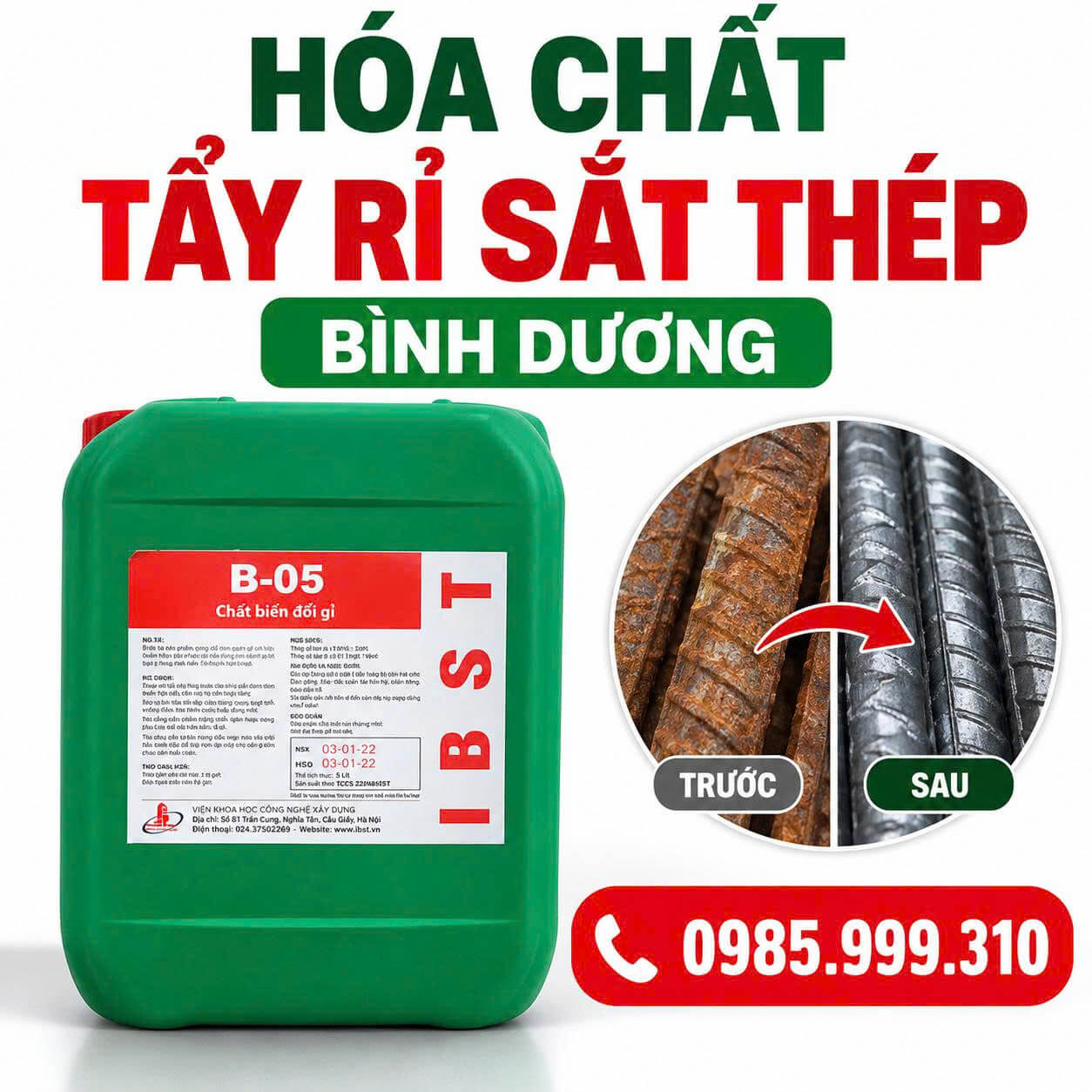 Hóa Chất Tẩy Rỉ Sắt Thép Tại Bình Dương