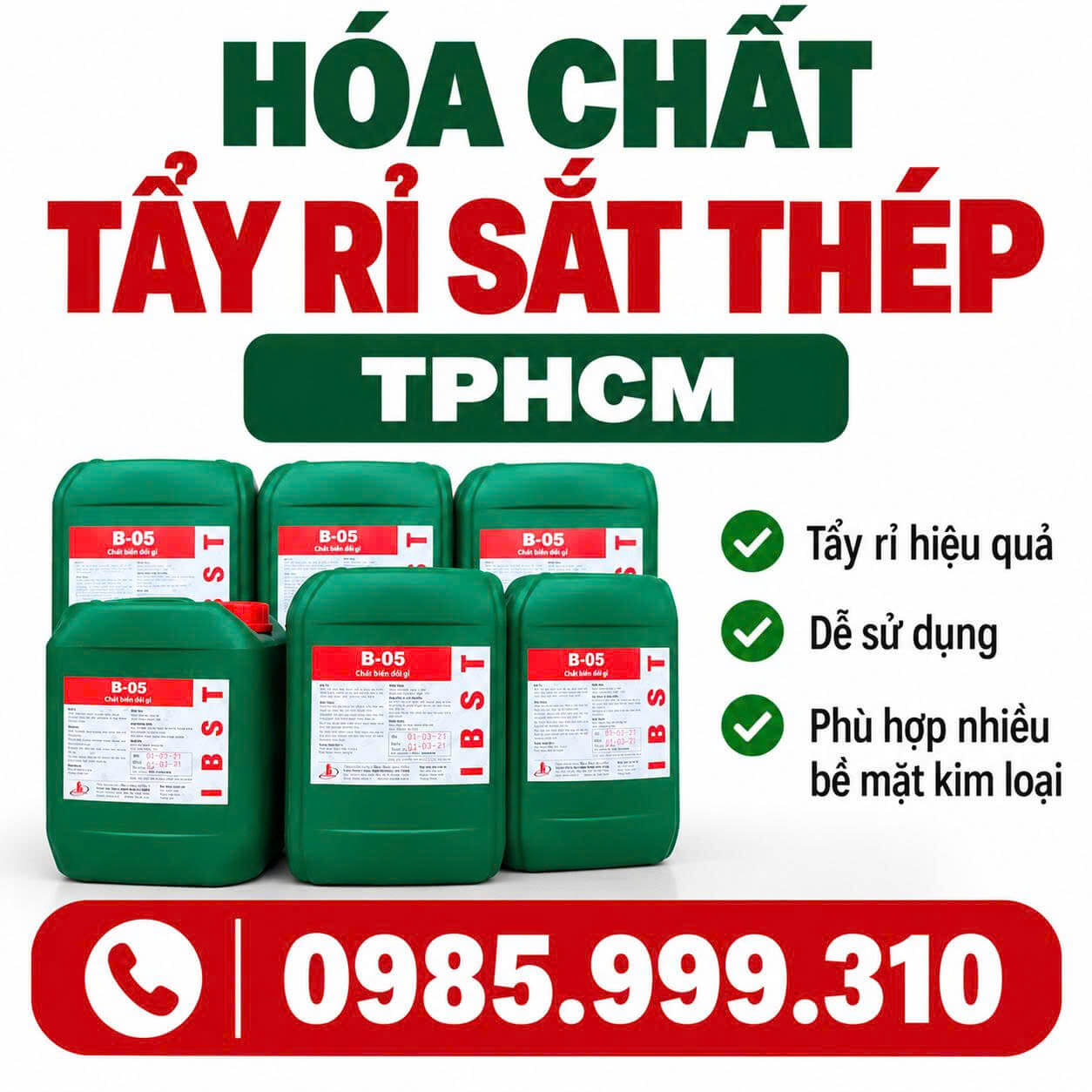 Hóa Chất Tẩy Rỉ Sắt Thép Tại HCM