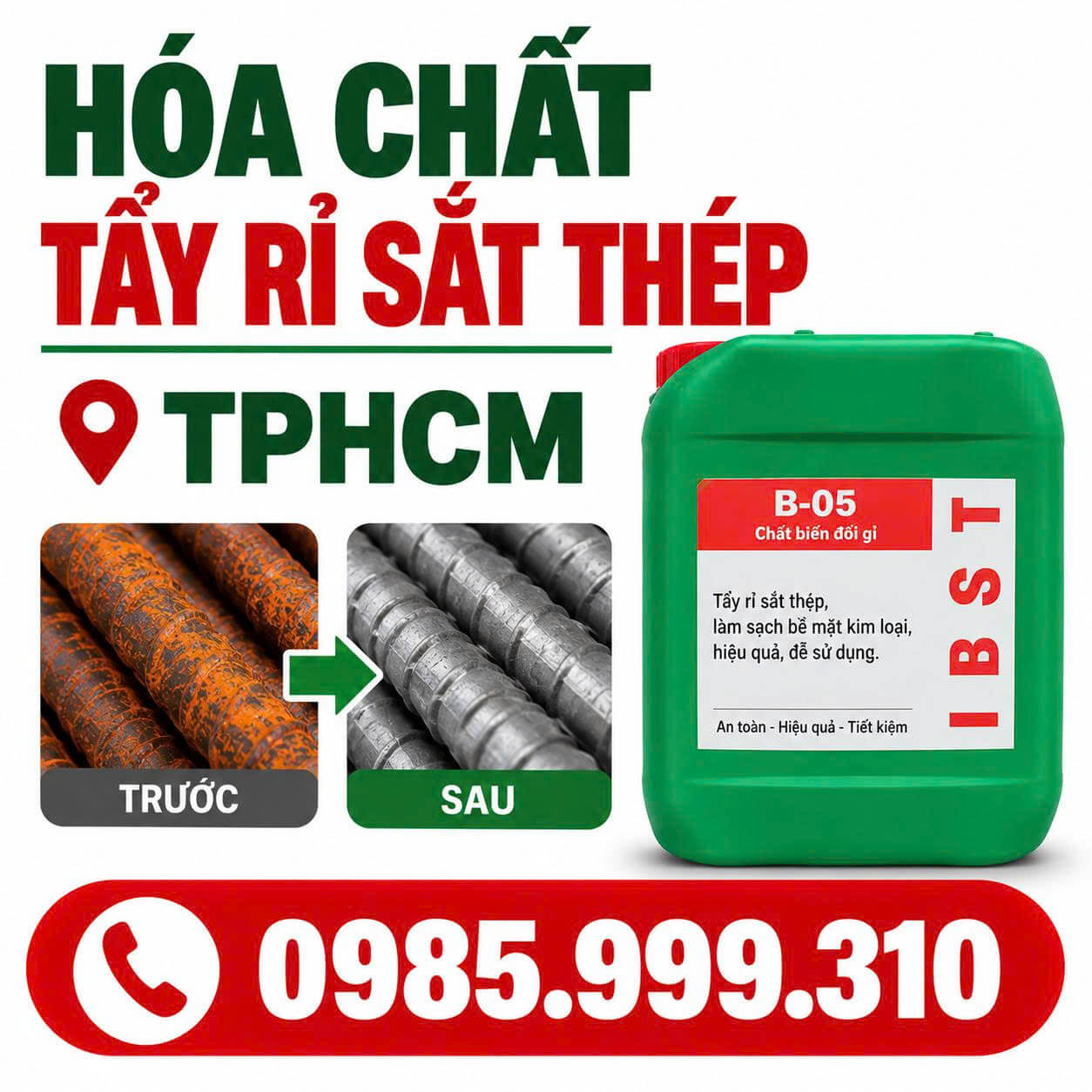 Hóa Chất Tẩy Rỉ Sắt Thép Tại TPHCM