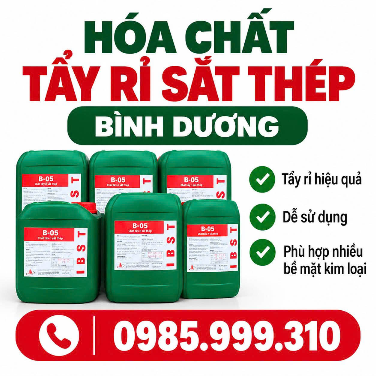 Hóa Chất Tẩy Rỉ Sắt Thép ở Bình Dương