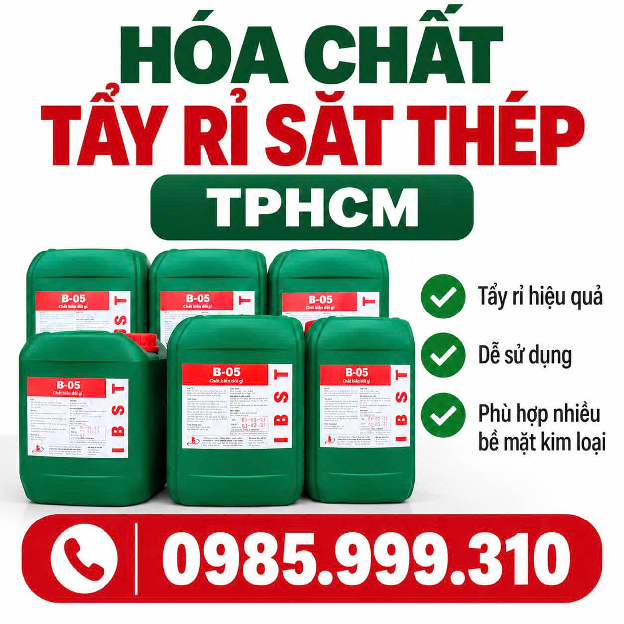 Hóa Chất Tẩy Rỉ Sắt Thép ở TPHCM