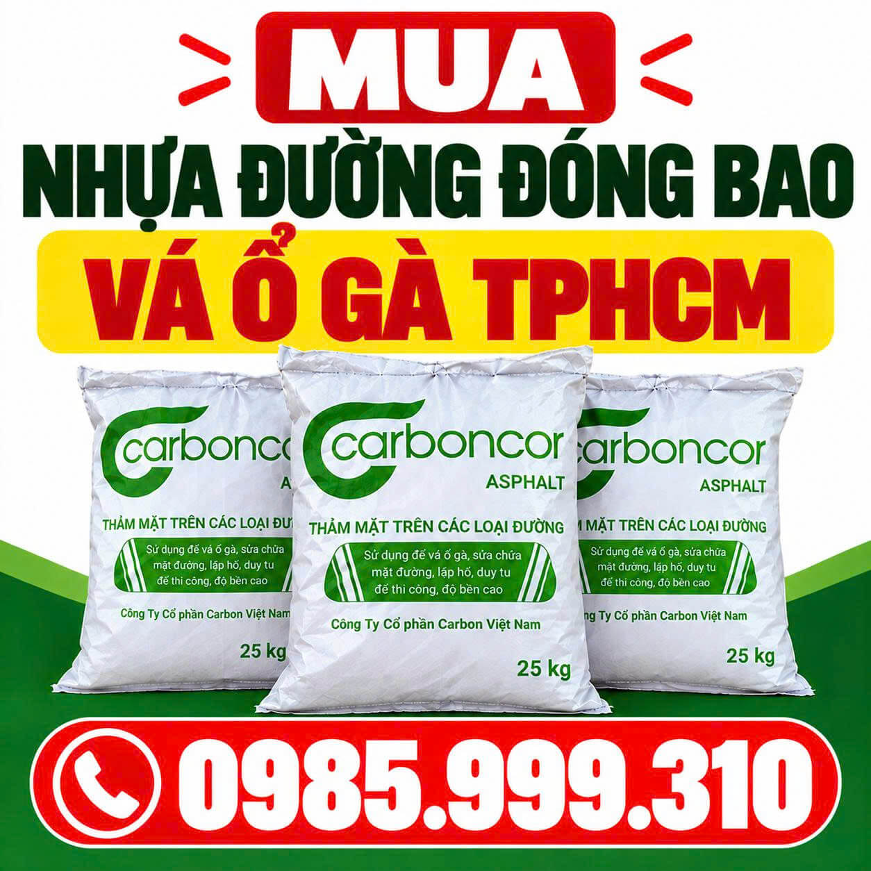 Mua Nhựa Đường Đóng Bao Vá Ổ Gà TPHCM
