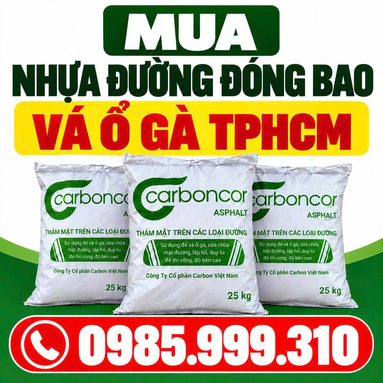 Mua Nhựa Đường Đóng Bao Vá Ổ Gà Tại HCM