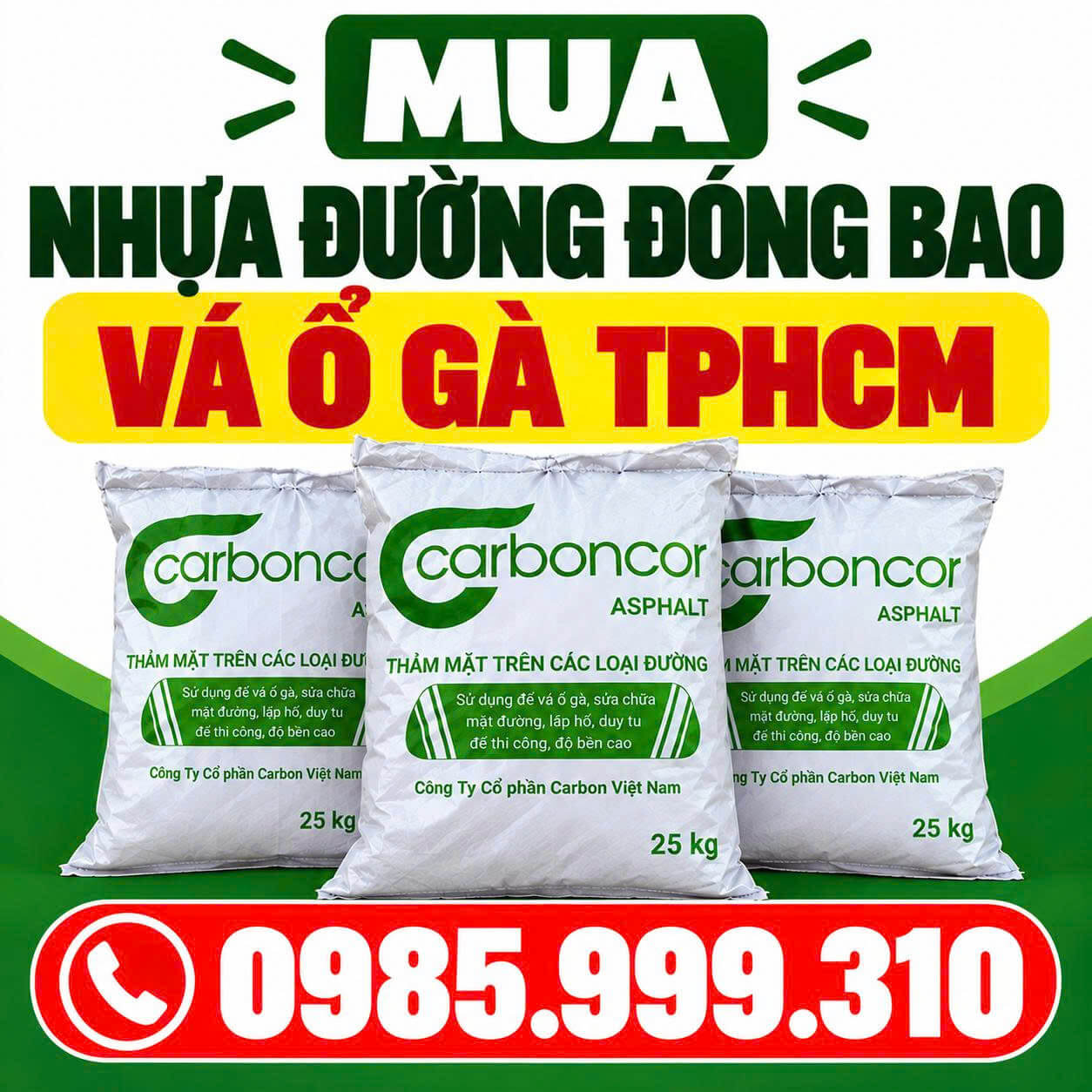 Mua Nhựa Đường Đóng Bao Vá Ổ Gà